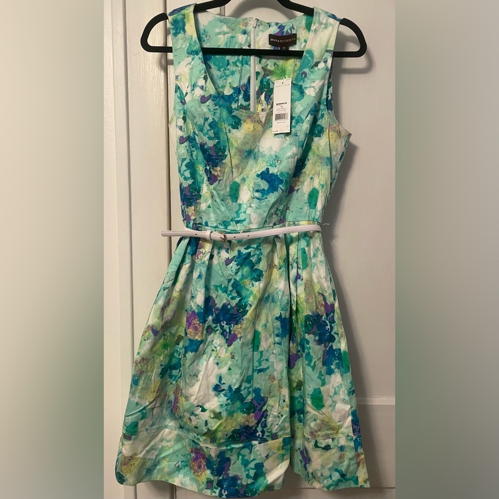 Tags on- Dana Buchman‎ dress with belt size 12 multicolor sleeveless